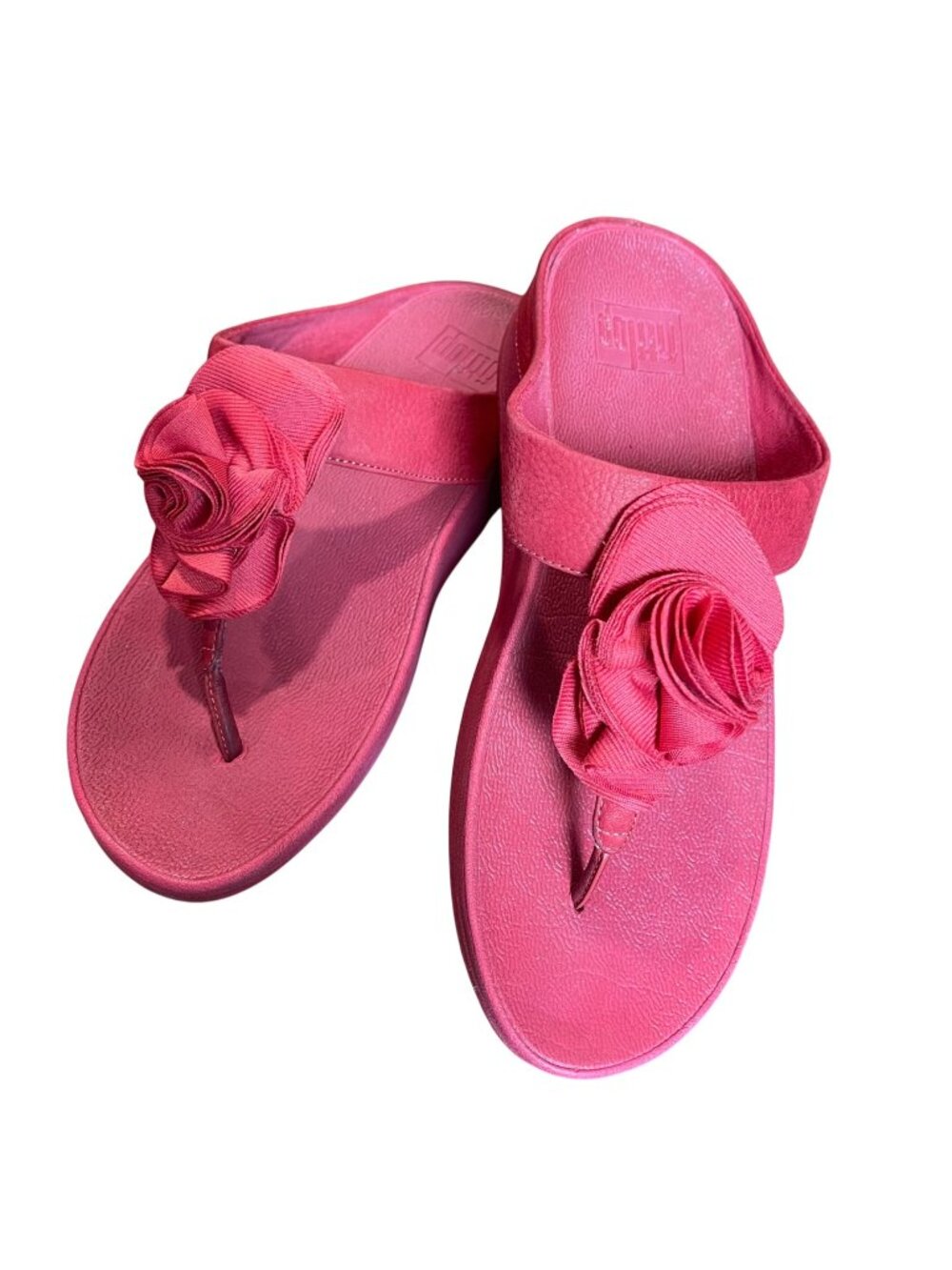 FitFlop Florrie Sandal Women's Size 7 Red Rosette‎ Accent Thong Sandal Flip Flop
